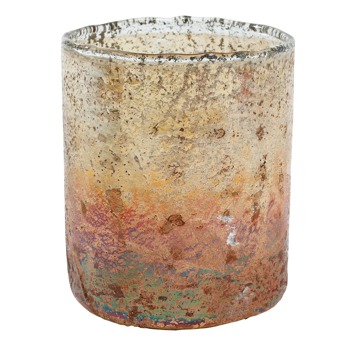 VIDRIO - TEALIGHT VASO CILINDRO COLORES ÓXIDO (8D X 9H CM) 1