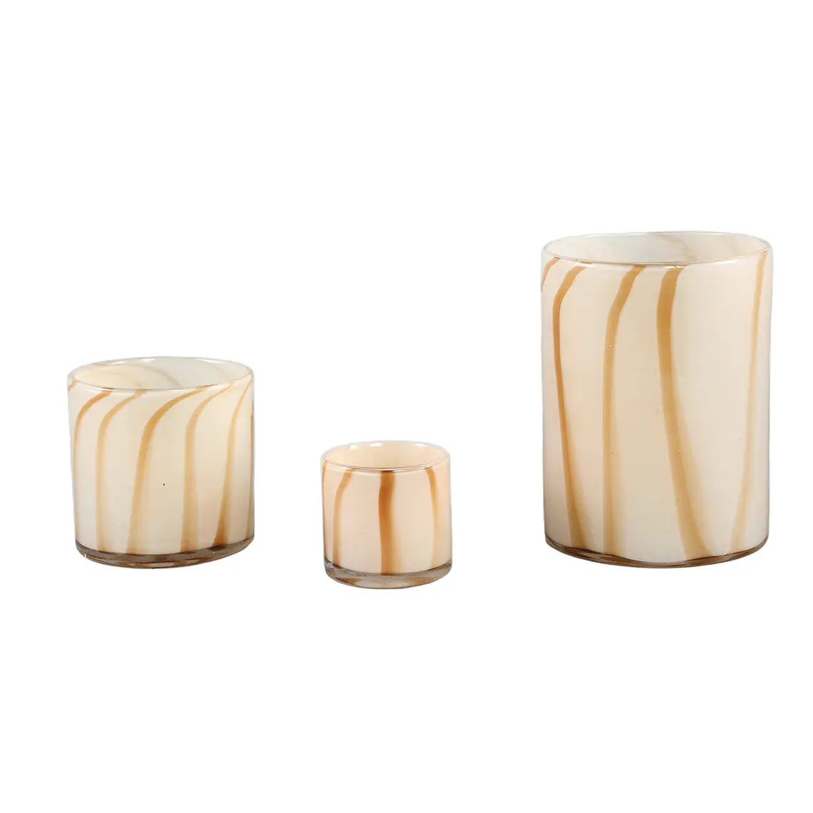 TEALIGHT CILINDRO OFF WHITE LINEAS M  (12D X 12H CM) 2