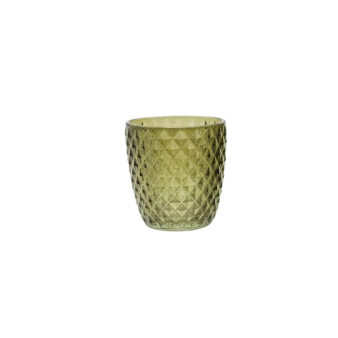 TEALIGHT VERDE CON PATRÓN DIAMANTE  (7D X 7H CM) 1