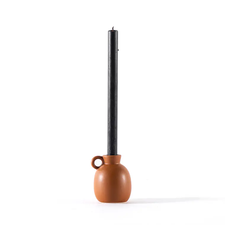 CANDELABRO CARAMELO MATE CON 1 ASA (10H X 8D CM) 2