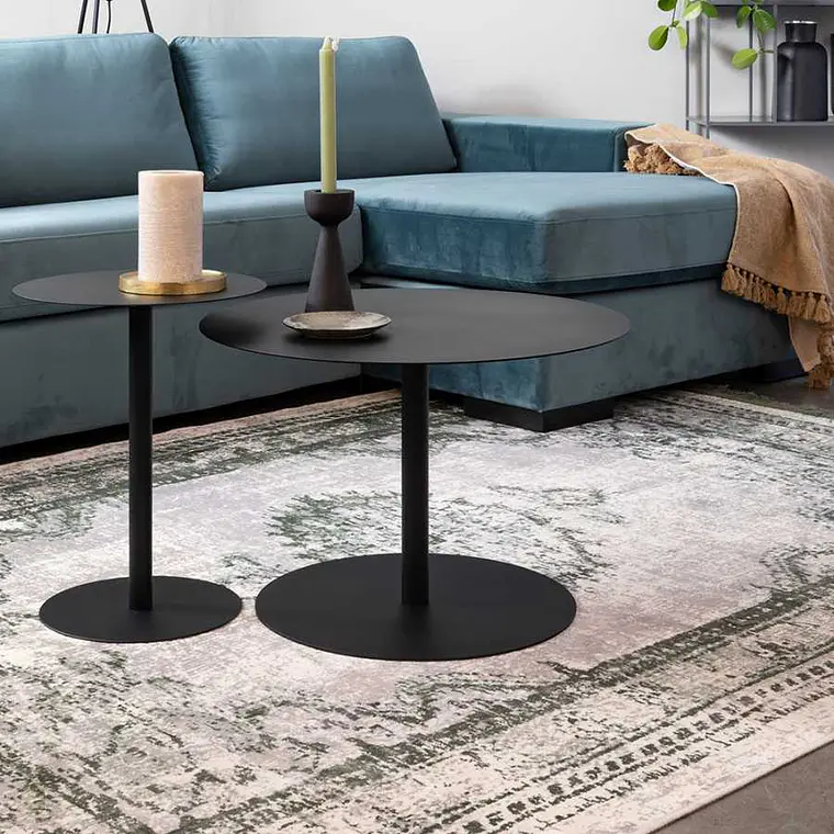 MESA LATERAL - SNOW BLACK ROUND M (60D x 40H CM) 2