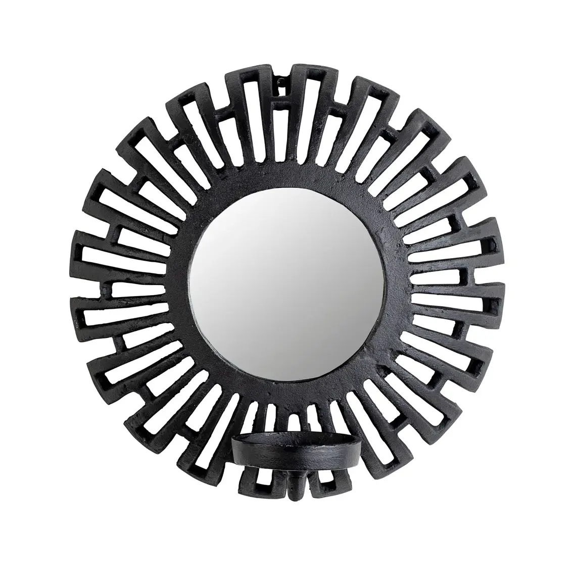 METAL - WALL CANDLE HOLDER AZTEC BLACK (35D x 18P CM) 1