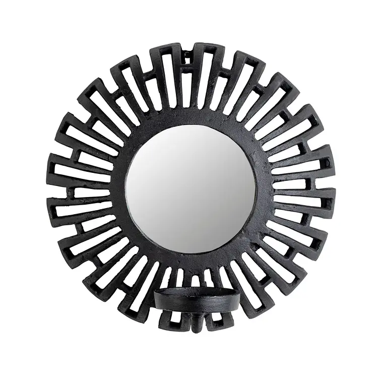 METAL - WALL CANDLE HOLDER AZTEC BLACK (35D x 18P CM) 1