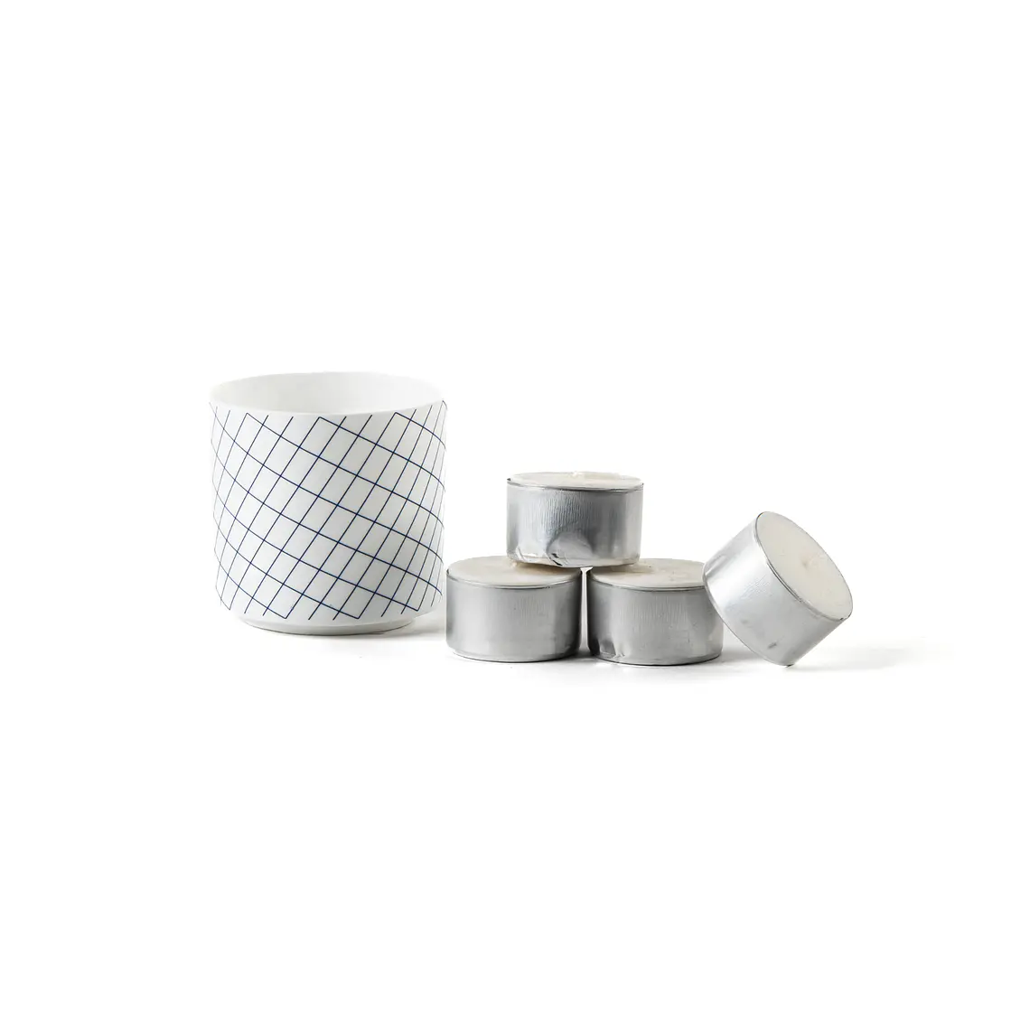 TEALIGHT PORCELANA ROMBOS  (7D X 6.5H CM) 2