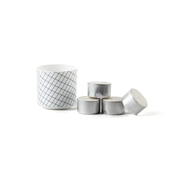 TEALIGHT PORCELANA ROMBOS  (7D X 6.5H CM) 2