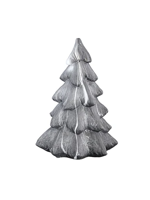 ARBOL DE NAVIDAD EN CEMENTO TIPO MARMOL GRIS (16 X 25 CM)