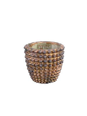 CERÁMICA - CEMENTO CON BOTONES DORADO (XS/ 9D X 8H CM)