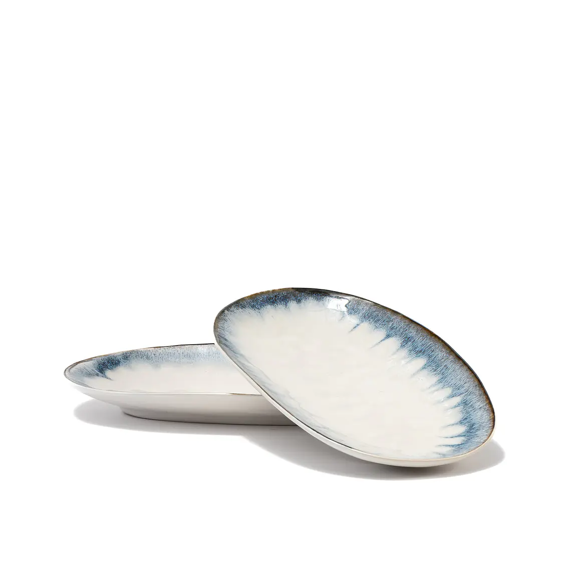 FUENTE OVALADA BLANCA CON BORDES CELESTE - ESTILO FRESCO Y FUNCIONAL (34L X 20A X 4H CM) 1