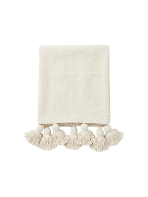 MANTA POMPÓN TELAR OFF WHITE S (100 X 170 CM)