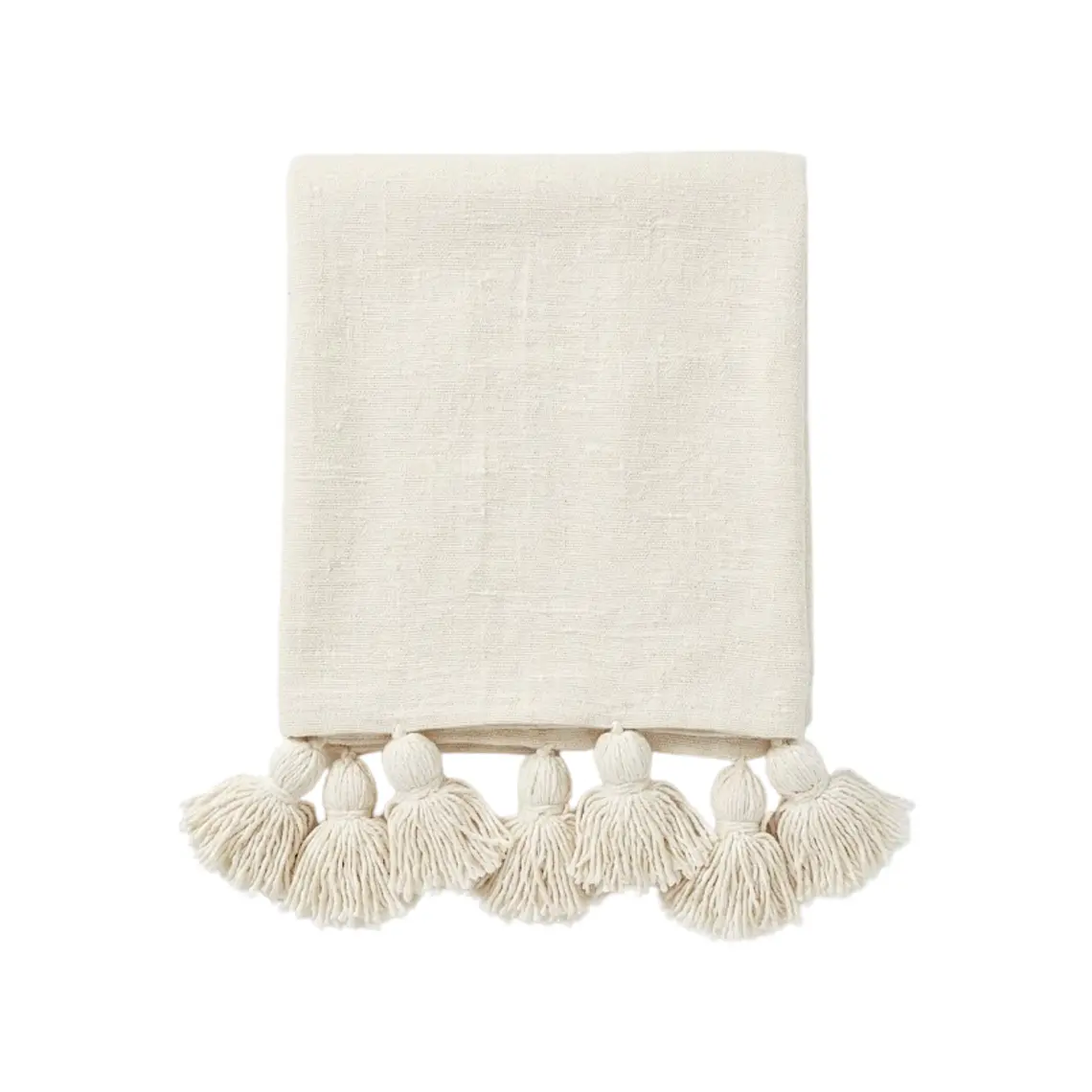 MANTA POMPÓN TELAR OFF WHITE S (100 X 170 CM) 1