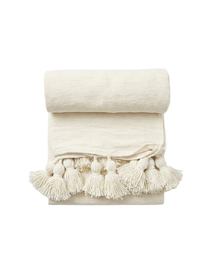 MANTA POMPÓN TELAR OFF WHITE M (140 X 180 CM)
