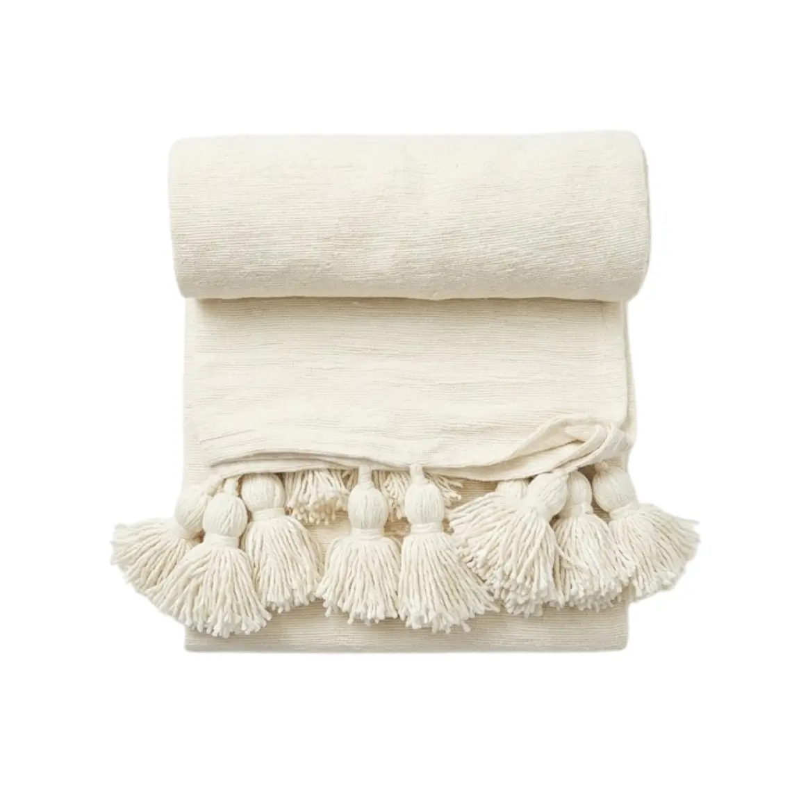 MANTA POMPÓN TELAR OFF WHITE M (140 X 180 CM) 1