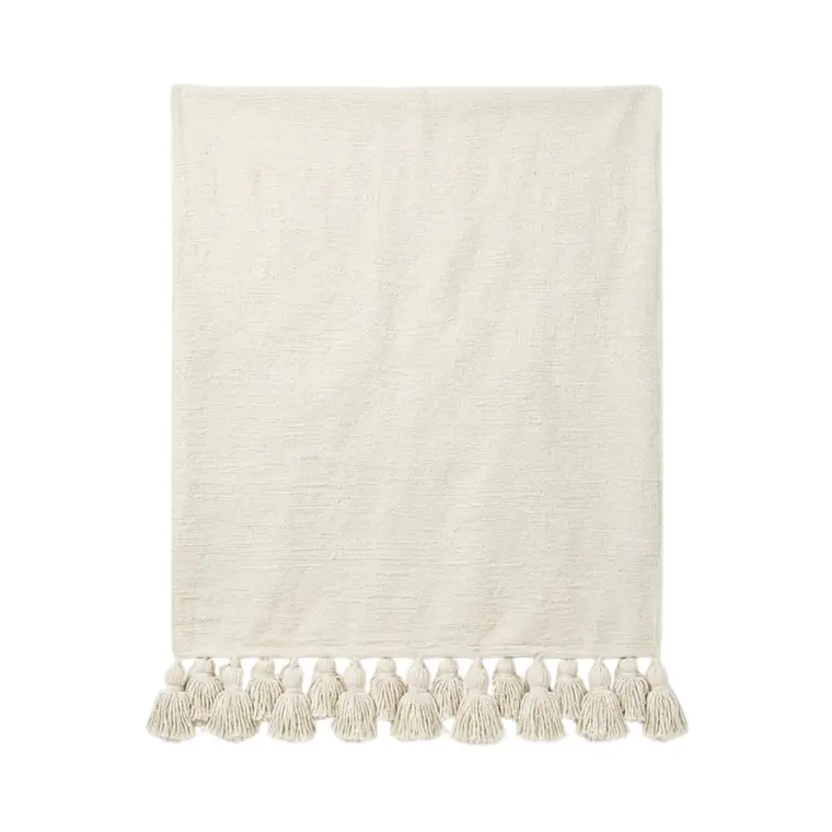 CHAL - PIECERA POMPONES OFF WHITE XL (180 X 280 CM) 1