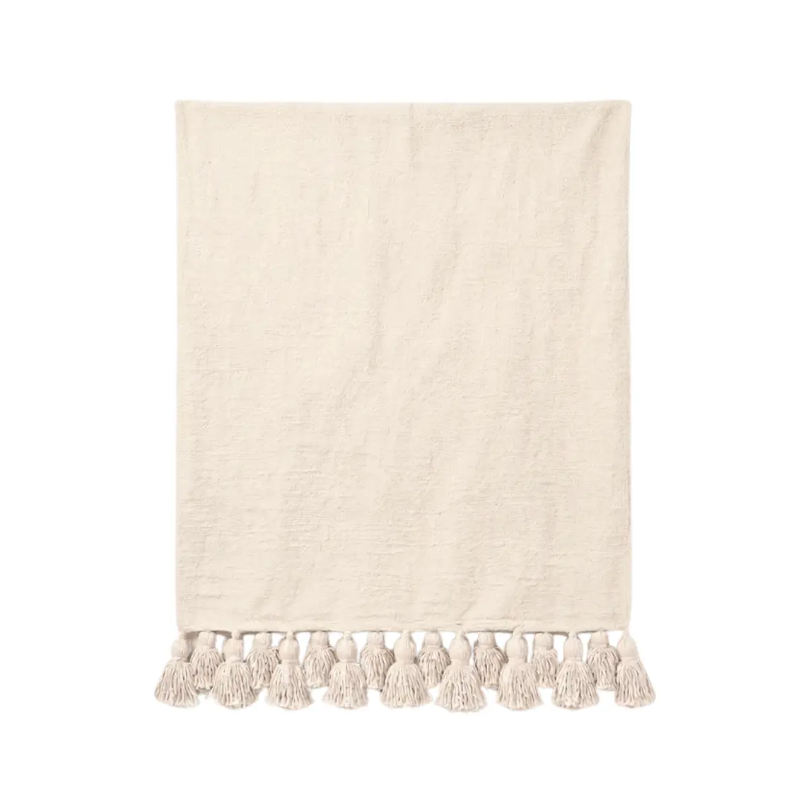 CHAL - PIECERA POMPONES BEIGE XL (180 X 280 CM) 1