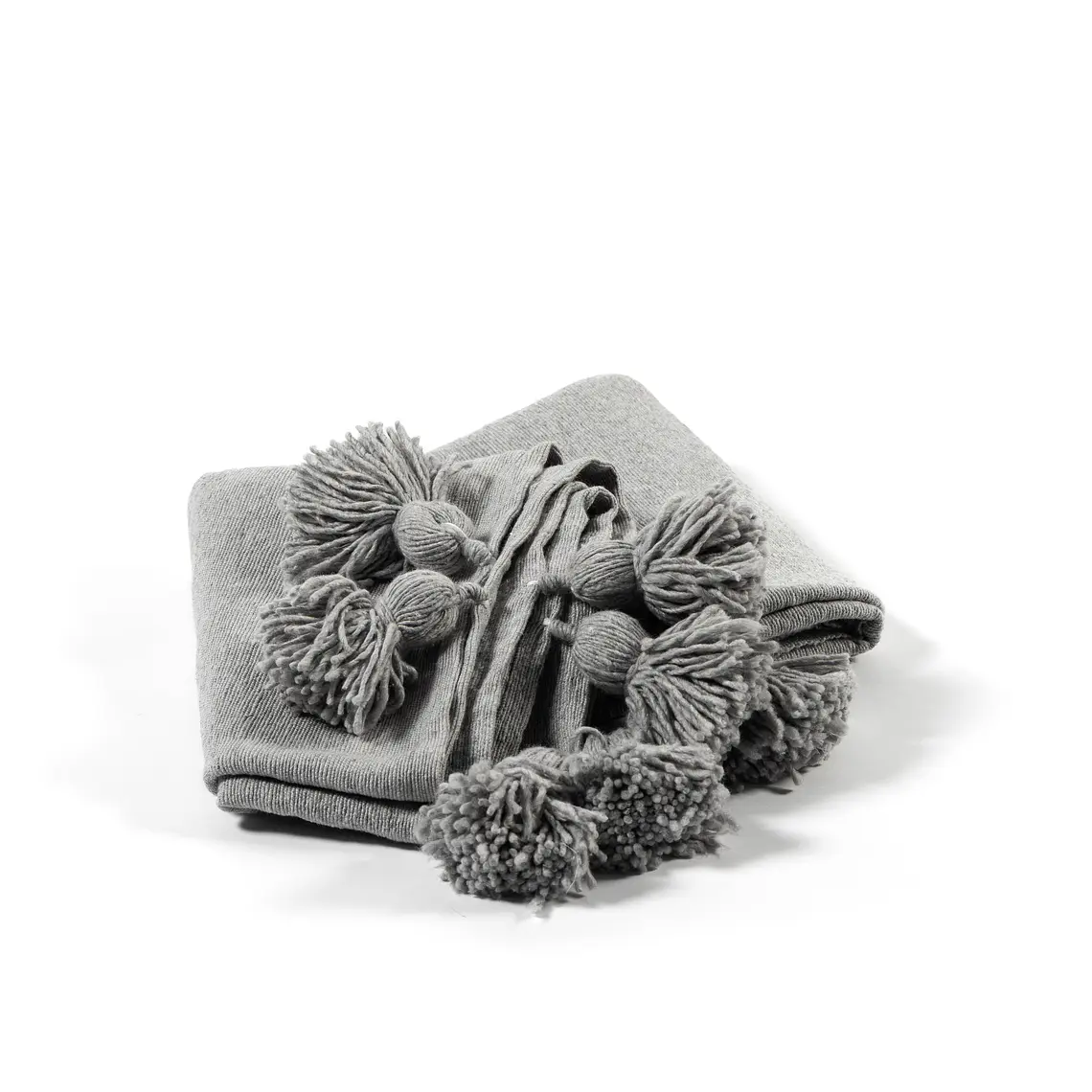 CHAL - PIECERA POMPONES GRIS XL (180 X 280 CM) 2