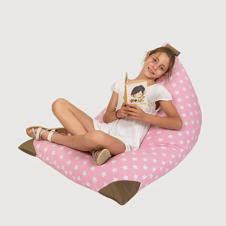 PUFF TRIANGULAR PARA NIÑOS PUF - ESTRELLA ROSADO CAFÉ (80 × 110 CM) 2