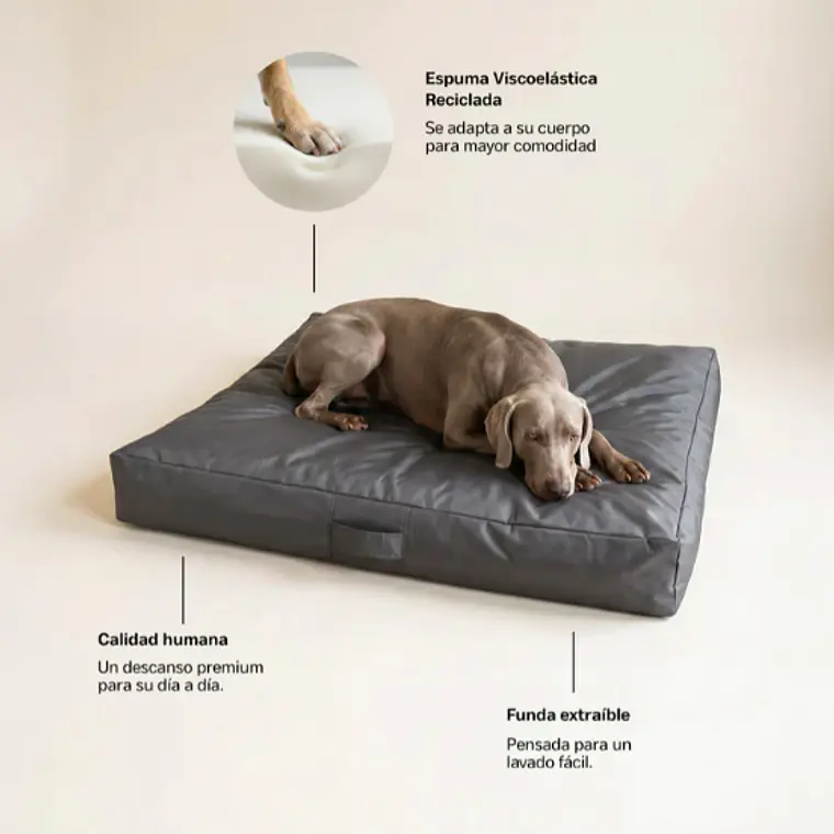 CAMA MASCOTAS LONA PUF - GRIS OSCURO S-M (60 × 80CM) 3