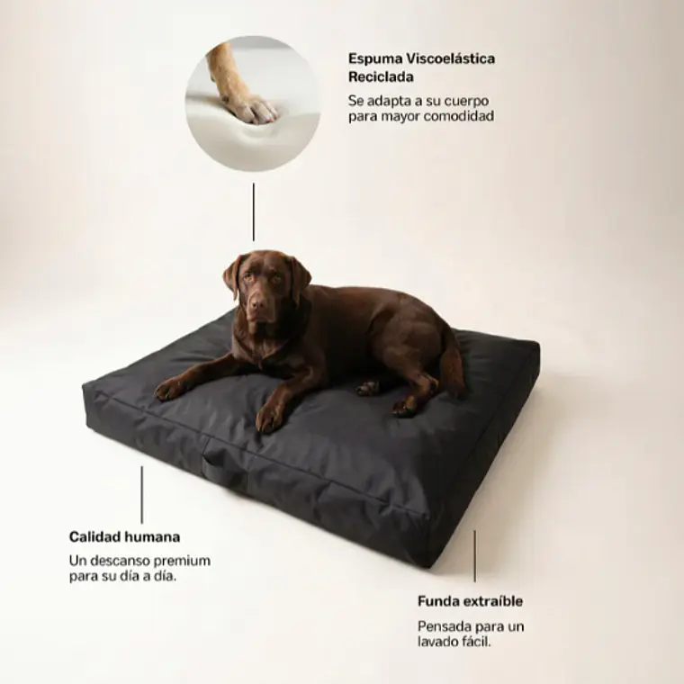 CAMA MASCOTAS LONA PUF - NEGRO S-M (80 × 120CM) 4