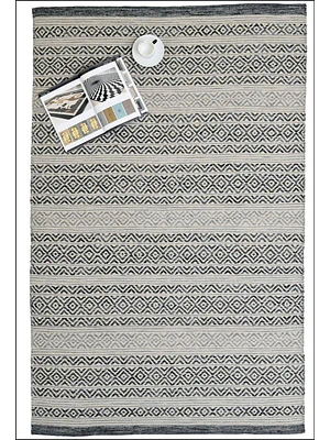 KILIM DOBLADILLO  PLATA / NEGRA (1,2 X 1,8 MTS)