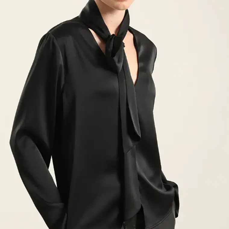 BLUSA SATÍN LAZADA NEGRO/TALLA S 1