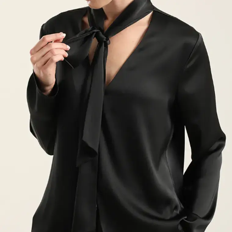 BLUSA SATÍN LAZADA NEGRO/TALLA S 3
