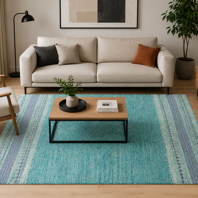 KILIM DOBLADILLO  TURQUESA (1,2 X 1,8 MTS) 1