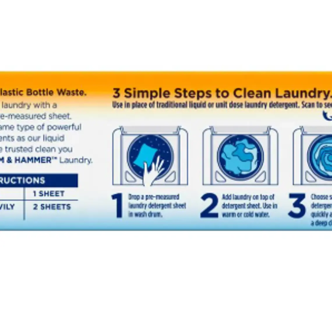 DETERGENTE EN HOJAS ARM & HAMMER (50 UNIDADES) 2