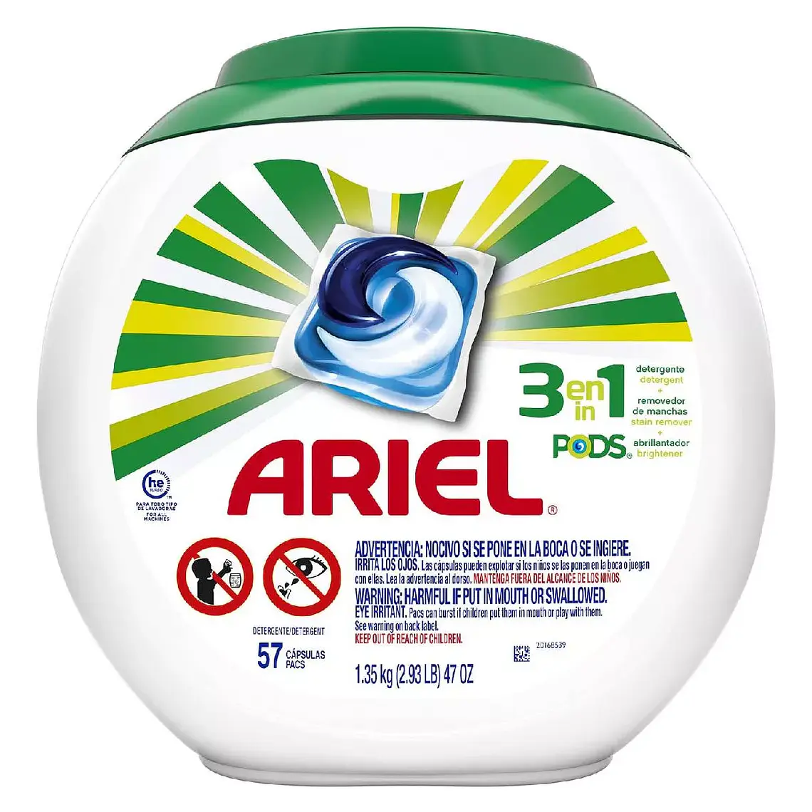 DETERGENTE EN CÁPSULAS ARIEL PODS 3 EN 1 (57 UNIDADES) 1