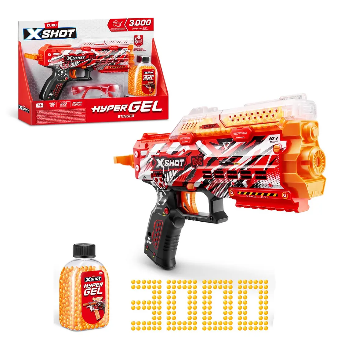 LANZADOR DE BOLITAS DE GEL X-SHOT PISTOL HYDROGEL CON 3000 BOLITAS  1