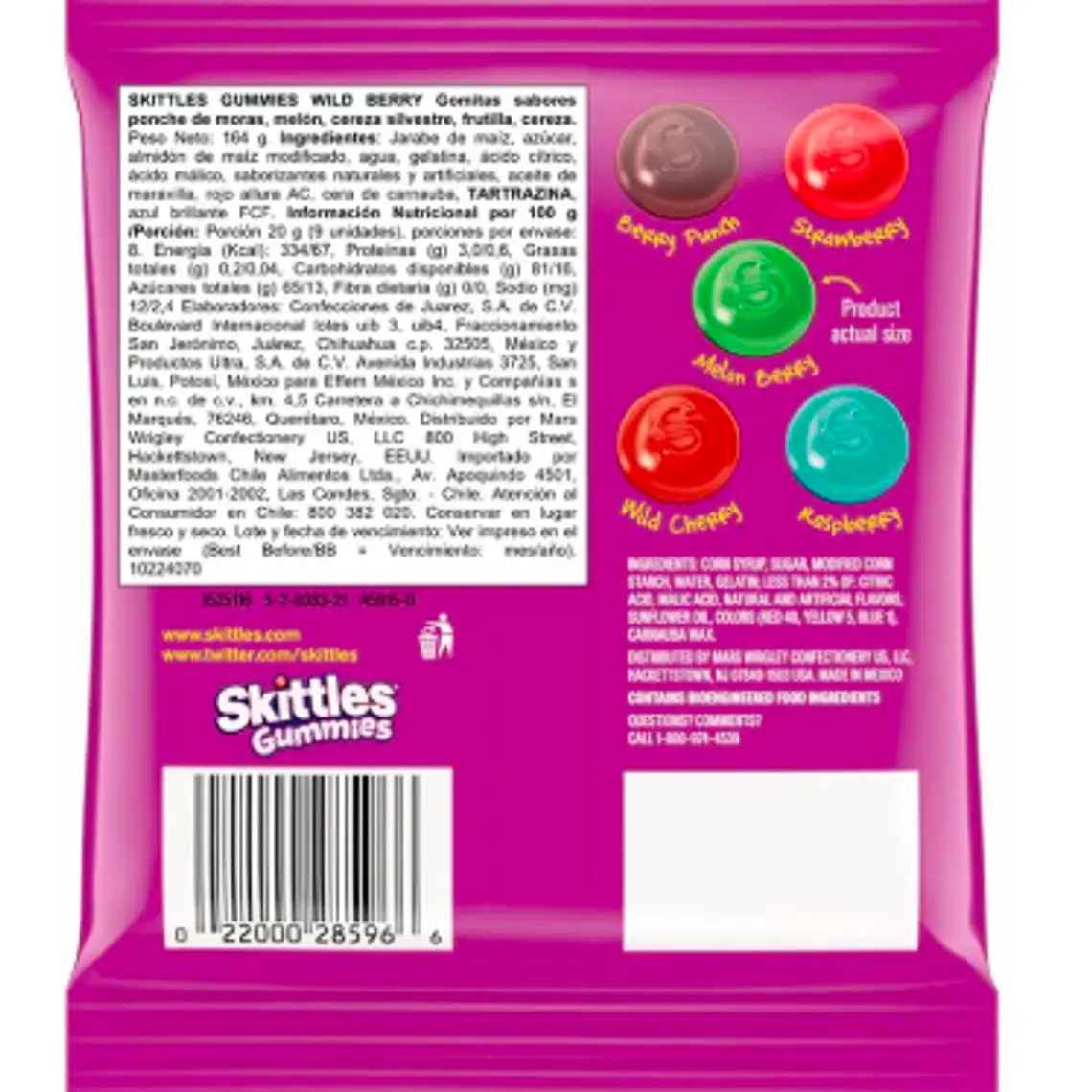PACK 12 BOLSAS MASTICABLES GUMMIES WILD BERRY 164 G | $2.249 POR UNIDAD | VENCE: 08/01/2027 3