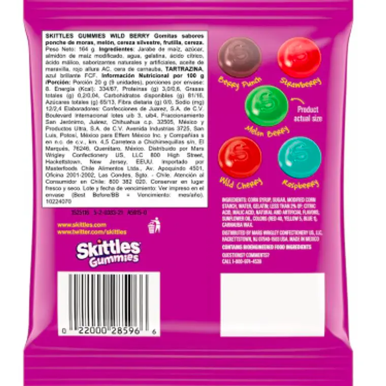 PACK 12 BOLSAS MASTICABLES GUMMIES WILD BERRY 164 G | $2.249 POR UNIDAD | VENCE: 08/01/2027 3