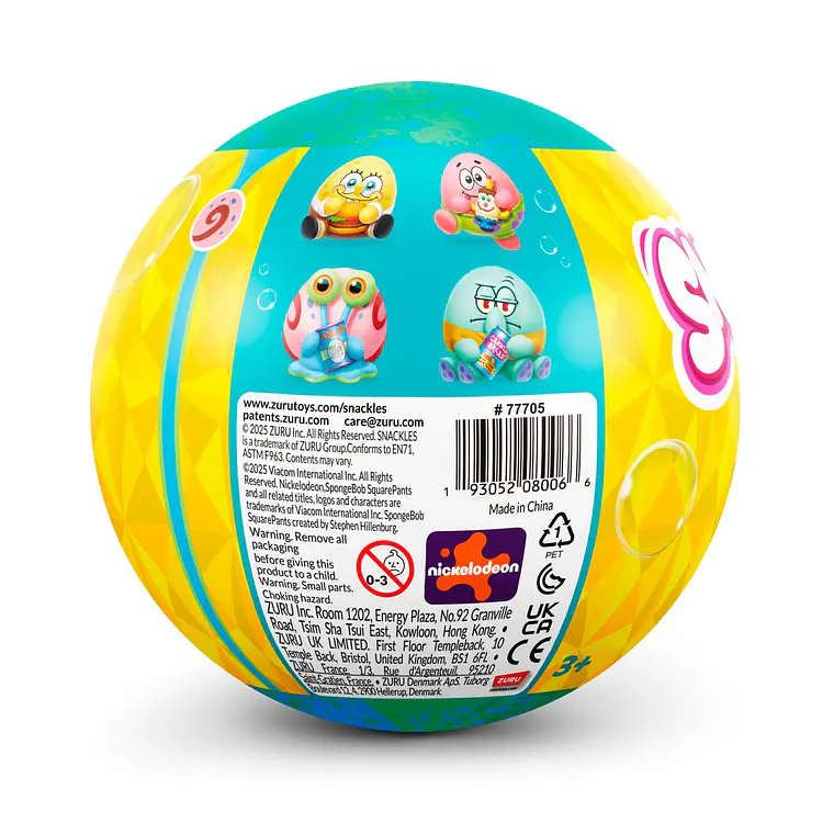 PELUCHE SNACKLES DE 12 CMS BOB ESPONJA DE ZURU (PELUCHE SORPRESA)  4