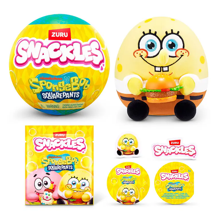 PELUCHE SNACKLES DE 12 CMS BOB ESPONJA DE ZURU (PELUCHE SORPRESA)  9