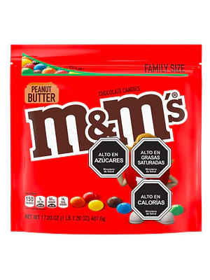 1 BOLSA CHOCOLATE DE LECHE M&M'S CON MANTEQUILLA DE MANÍ 487 G | VENCE: 11/12/2026