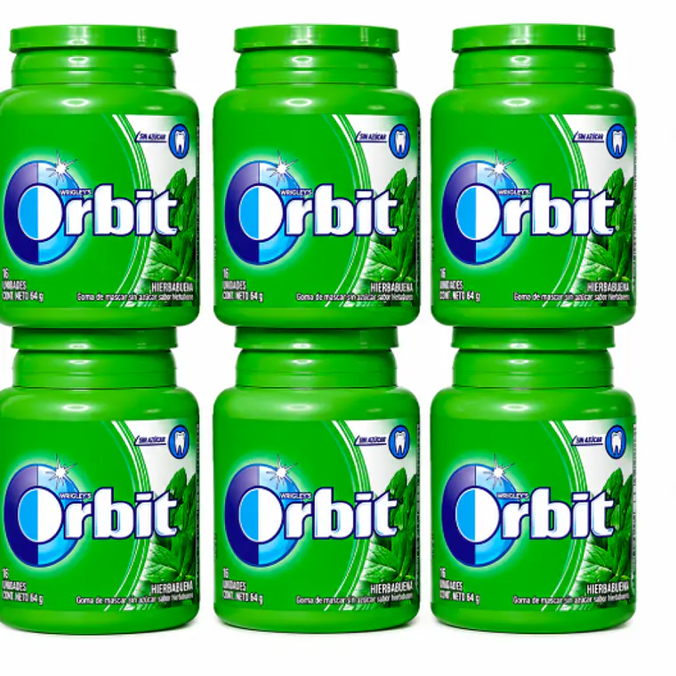 DISPLAY 6 UNIDADES CHICLE ORBIT HIERBABUENA 64 G | $2.998 POR UNIDAD | VENCE: 07/12/2026 1