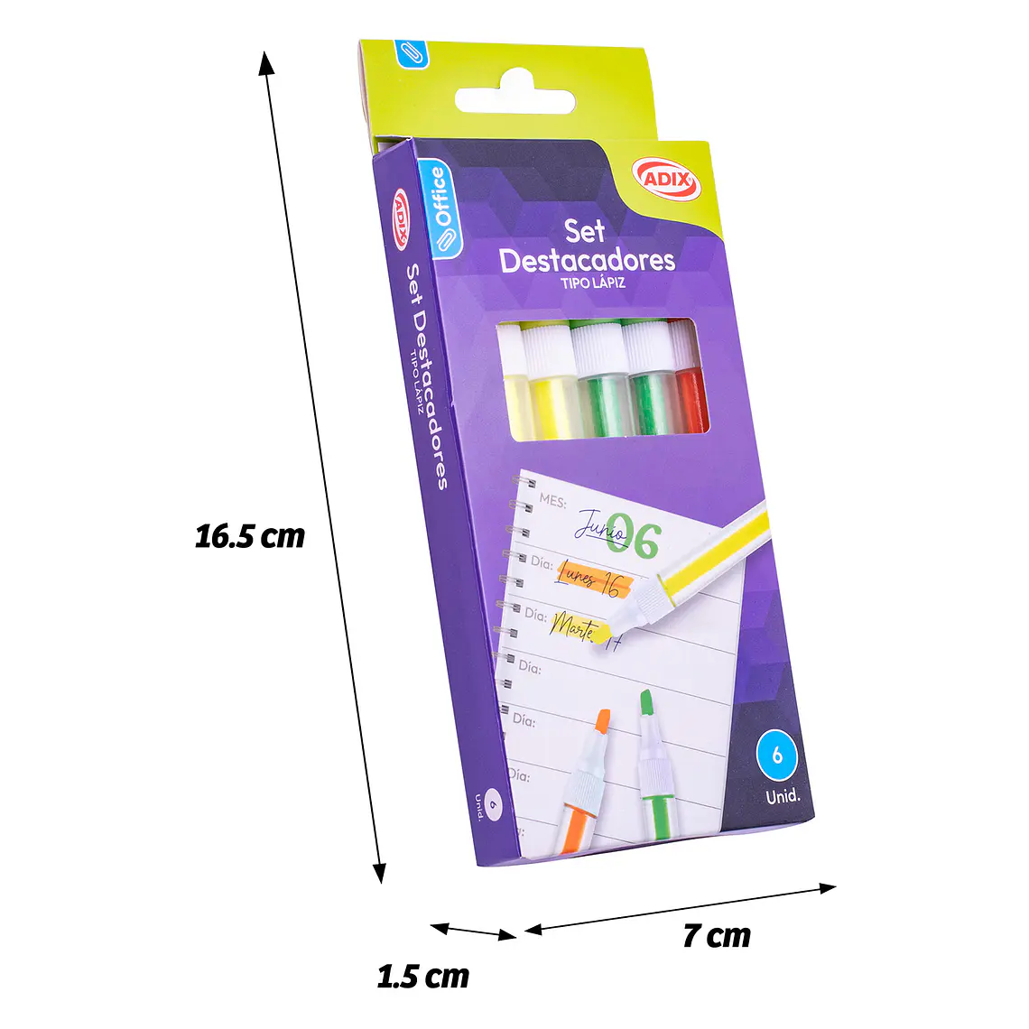 SET DESTACADOR REDONDO DELGADO ADIX (6 UNIDADES - 3 COLORES) 5