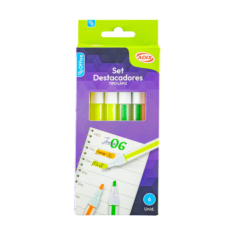 SET DESTACADOR REDONDO DELGADO ADIX (6 UNIDADES - 3 COLORES) 6