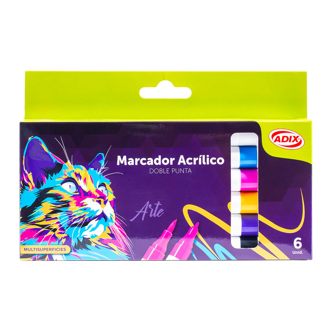 MARCADOR ACRÍLICO PUNTA BRUSH/FINA (6 COLORES) 1