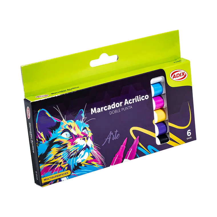MARCADOR ACRÍLICO PUNTA BRUSH/FINA (6 COLORES) 8