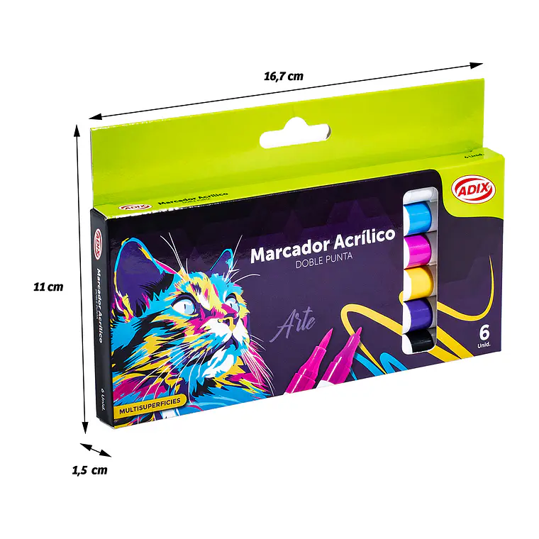 MARCADOR ACRÍLICO PUNTA BRUSH/FINA (6 COLORES) 11
