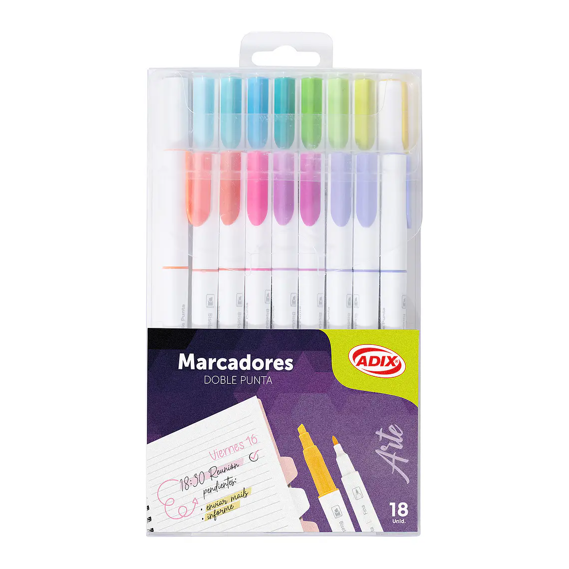MARCADORES PUNTA FINA/BISELADA (18 COLORES) 4