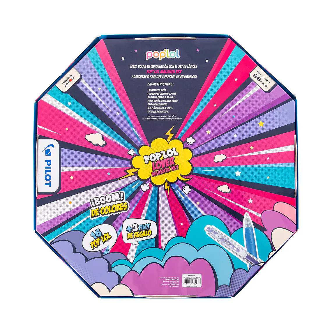 SET LÁPICES GEL POP´LOL 0.7 MAGENTA SKY (16 UNIDADES) 3