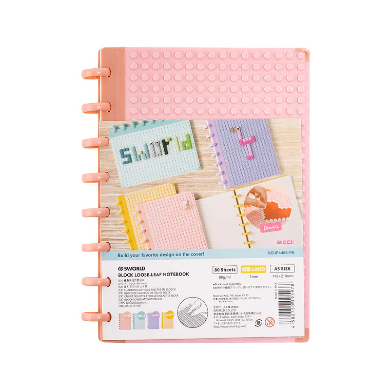 CUADERNO A5 CELESTE CON TEXTURA ROSADO (20 x 26 x 2,2 cm) 1