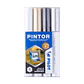 PINTOR SET BLANCO, NEGRO, DORADO, PLATEADO PUNTA FINA (4 UNIDADES) - Miniatura 1