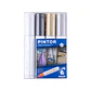 PINTOR SET BLANCO, NEGRO, DORADO, PLATEADO PUNTA MEDIA (4 UNIDADES) - Miniatura 1