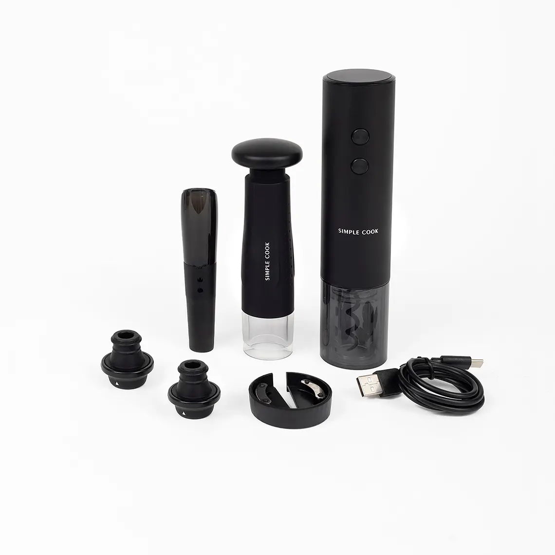 DESCORCHADOR DE VINOS RECARGABLE SIMPLE COOK GRAND FULL BLACK (175 X 49 mm) 30