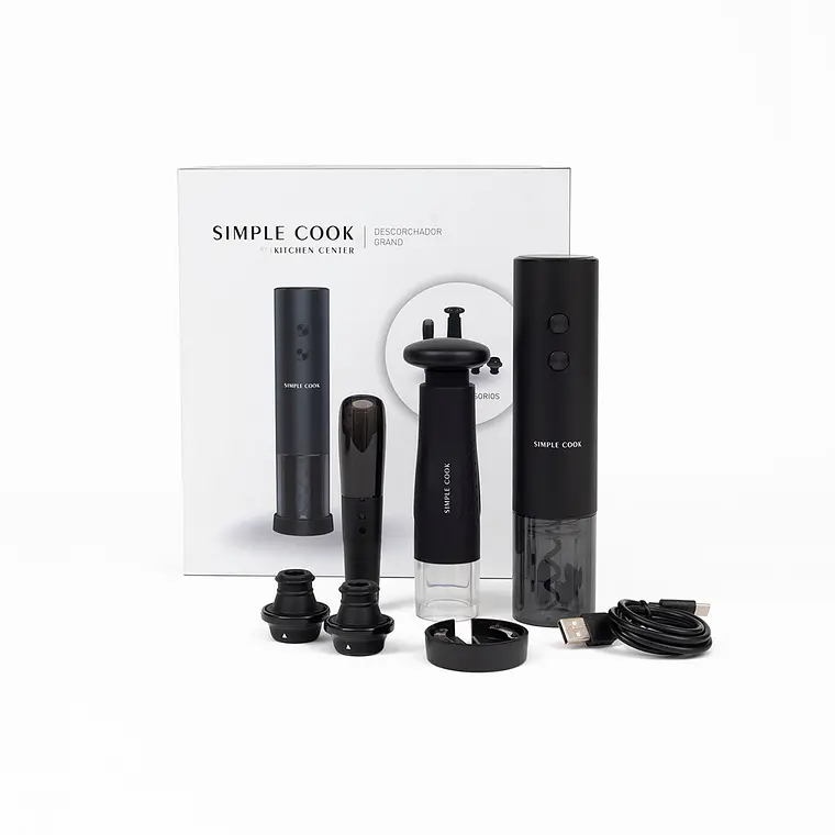 DESCORCHADOR DE VINOS RECARGABLE SIMPLE COOK GRAND FULL BLACK (175 X 49 mm) 32