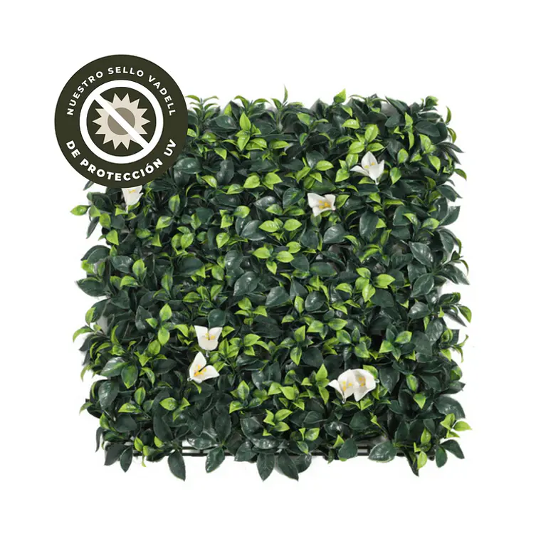PASTO MURAL ARTIFICIAL PREMIUM VERDE CON FLORES DE JAZMÍN (50 X 50 cm) 1