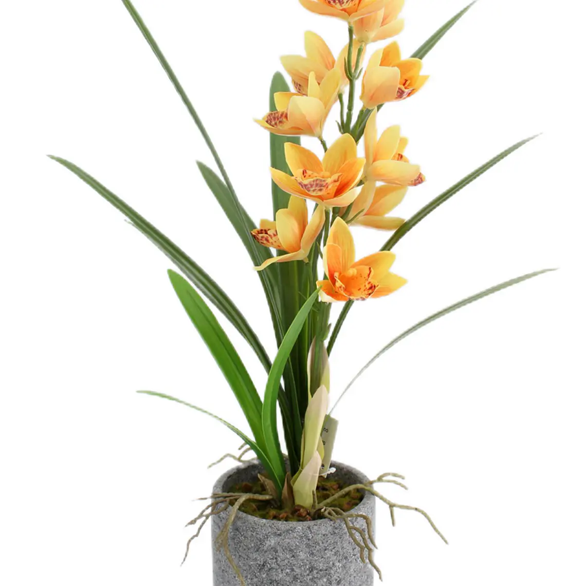ORQUIDEA ARTIFICIAL SILVESTRE  NARANJA EN MACETERO (56 x 25 cm) 1