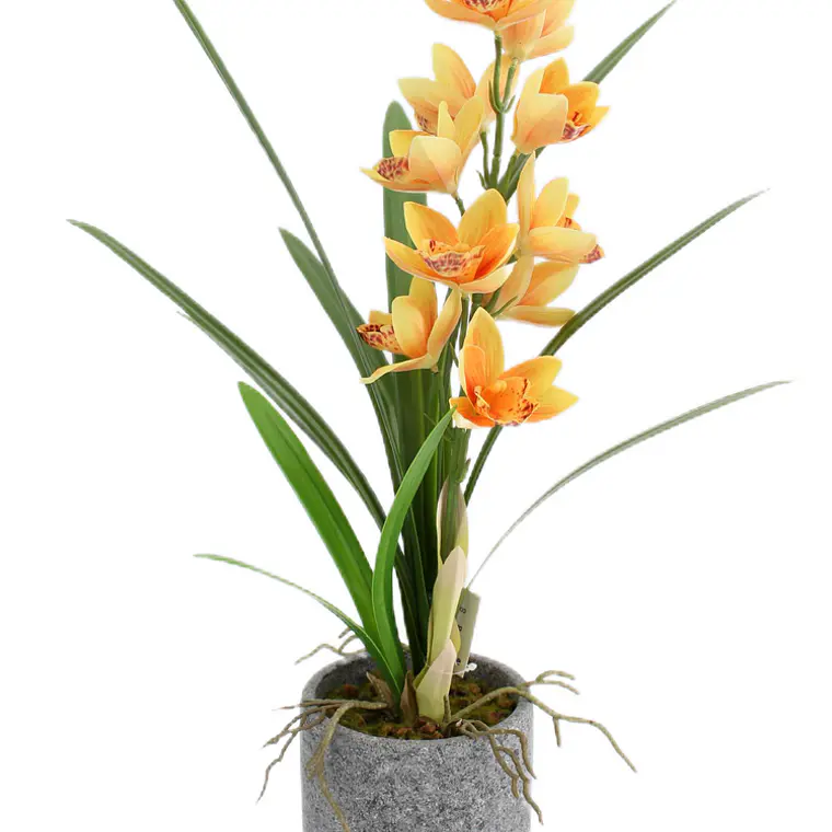 ORQUIDEA ARTIFICIAL SILVESTRE  NARANJA EN MACETERO (56 x 25 cm) 1